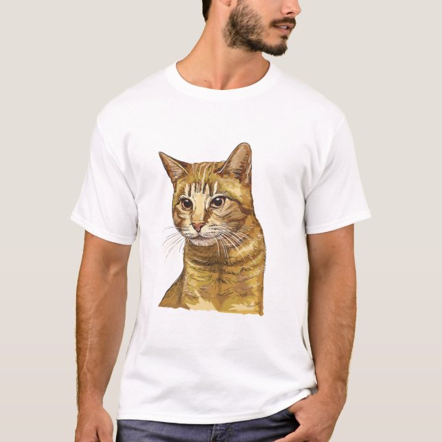 Hand drawing funny red tabby cat T-Shirt (Front)