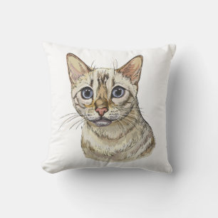 Hand drawing funny Snow bengal cat T-Shirt Cushion