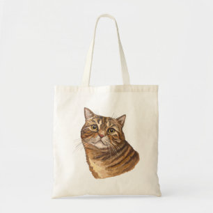 Hand drawing funny Tabby cat Tote Bag