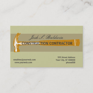Hand Drawing Hammer Skilled Trade Contractor Business Card
