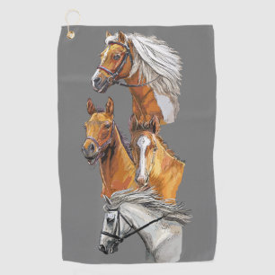 Hand drawing horses portraits portrait golf towel