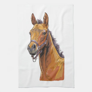 Hand drawing little cute foal hand towel 