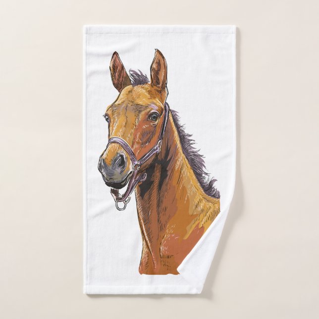 Hand drawing little cute foal towel (Hand Towel)