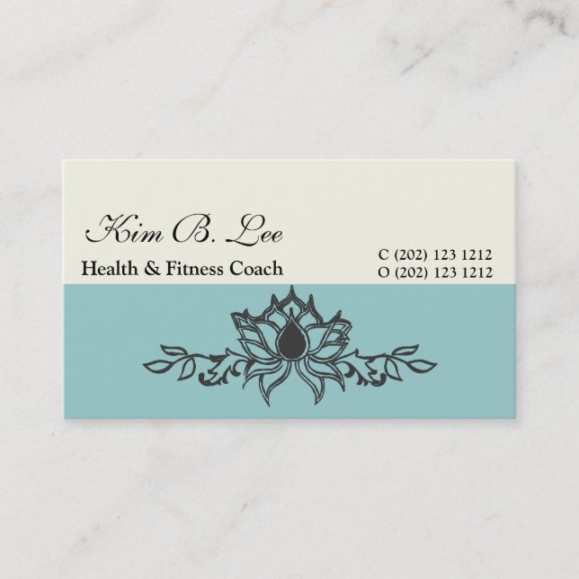 Hand Drawing Lotus Floral  Yoga Instructor Business Card (Front)