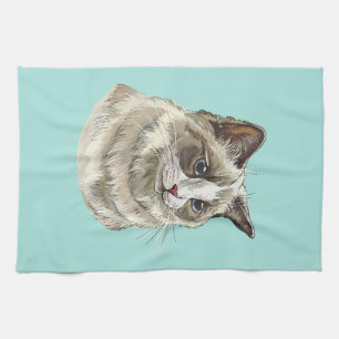 Hand drawing luffy Ragdoll cat Tea Towel