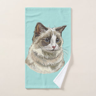 Hand drawing luffy Ragdoll cat Towel