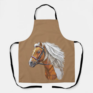 Hand drawing pinto horse portrait apron