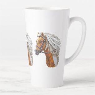 Hand drawing pinto horse portrait latte mug