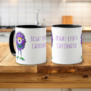 Hand-drawn 1-Eyed Smiling Purple Cartoon Monster Mug