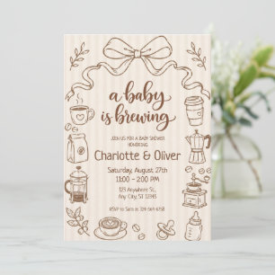 Hand Drawn A Baby Is Brewing Coffee Baby Shower Invitation