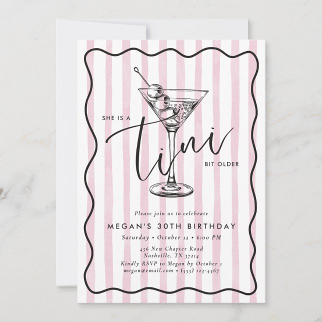Hand Drawn A Tini Bit Older 30’s Birthday Party  Invitation (Front)