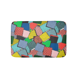 Hand Drawn Abstract Blocks Texture Bath Mat