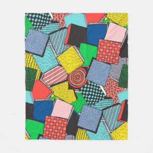 Hand Drawn Abstract Blocks Texture Fleece Blanket