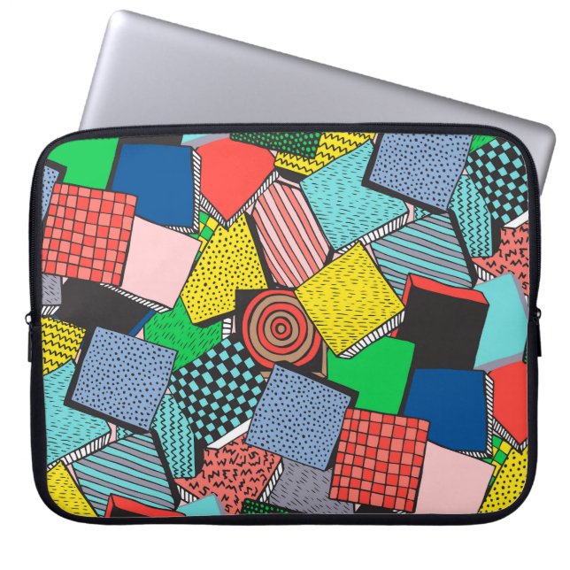 Hand Drawn Abstract Blocks Texture Laptop Sleeve (Front)