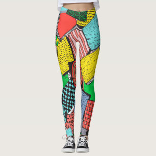 Hand Drawn Abstract Blocks Texture Leggings