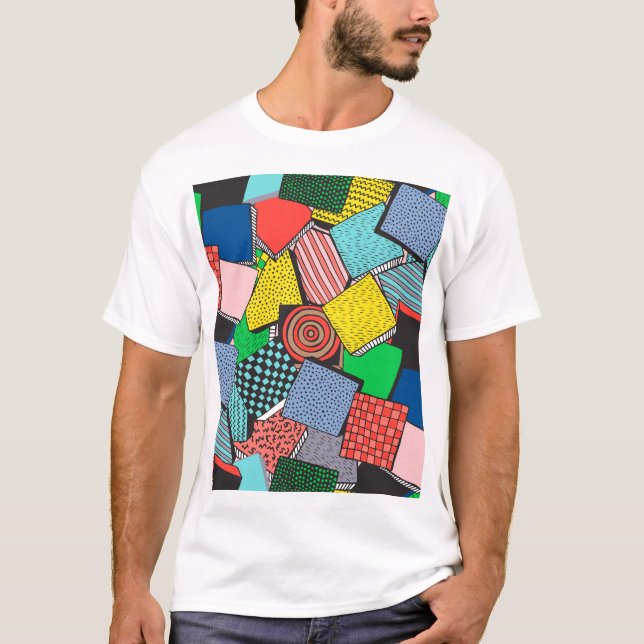 Hand Drawn Abstract Blocks Texture T-Shirt (Front)