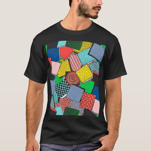 Hand Drawn Abstract Blocks Texture T-Shirt (Front)