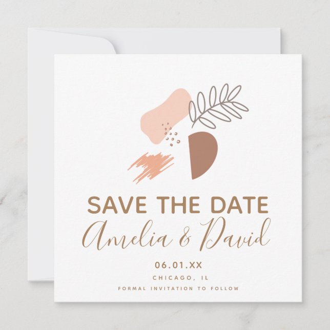 Hand Drawn Abstract Botanical Save the Date Photo (Front)