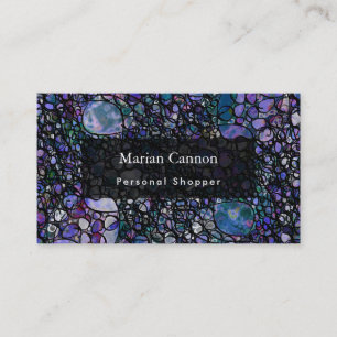 Hand-Drawn Abstract Circles, Blue, Purple, Black Business Card