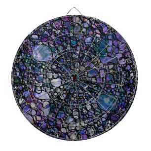 Hand-Drawn Abstract Circles, Blue, Purple, Black Dartboard