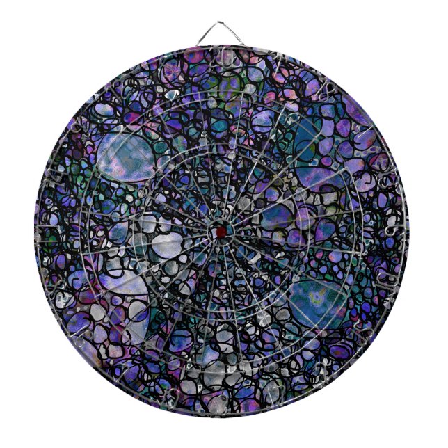 Hand-Drawn Abstract Circles, Blue, Purple, Black Dartboard (Front)