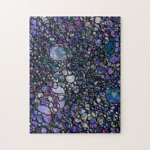 Hand-Drawn Abstract Circles, Blue, Purple, Black Jigsaw Puzzle