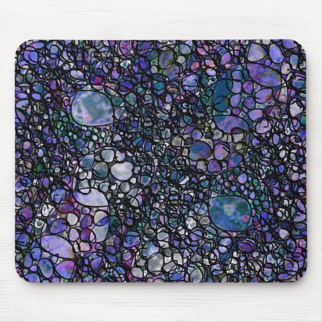 Hand-Drawn Abstract Circles, Blue, Purple, Black Mouse Mat (Front)
