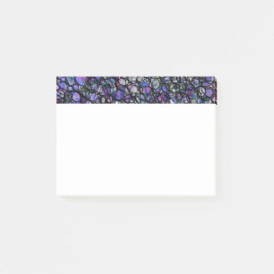 Hand-Drawn Abstract Circles, Blue, Purple, Black Post-it Notes