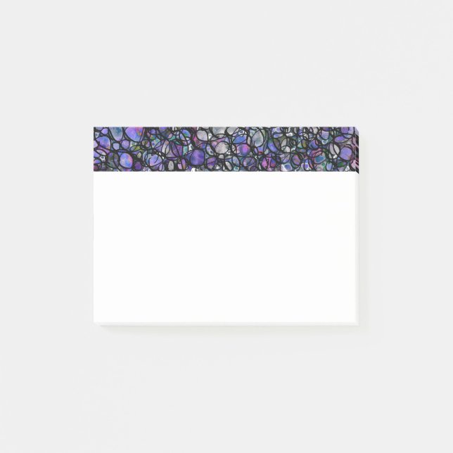 Hand-Drawn Abstract Circles, Blue, Purple, Black Post-it Notes (Front)