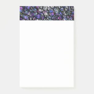 Hand-Drawn Abstract Circles, Blue, Purple, Black Post-it Notes