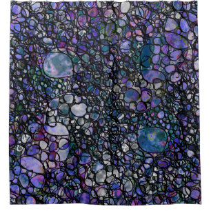 Hand-Drawn Abstract Circles, Blue, Purple, Black Shower Curtain