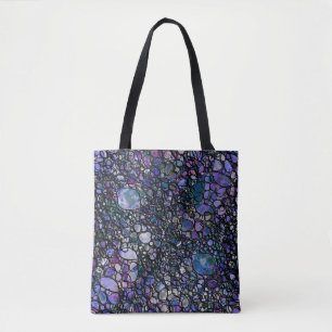 Hand-Drawn Abstract Circles, Blue, Purple, Black Tote Bag