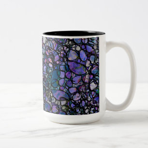 Hand-Drawn Abstract Circles, Blue, Purple, Black Two-Tone Coffee Mug