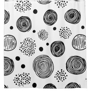 Hand-Drawn Abstract Doodle - Black and White (2) Shower Curtain