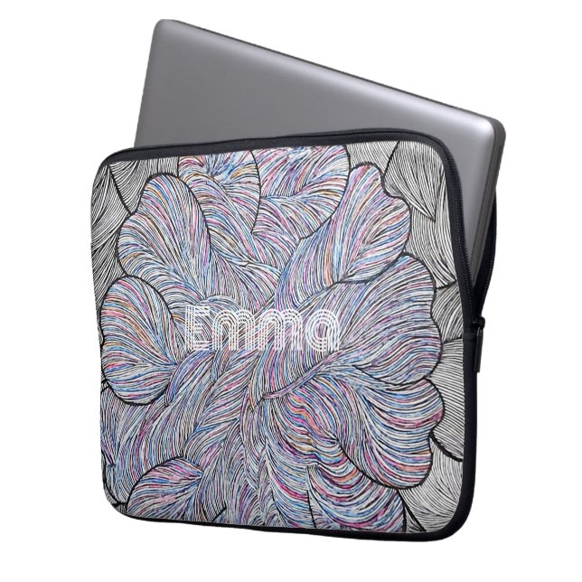 Hand Drawn Abstract Floral  Laptop Sleeve (Front Left)