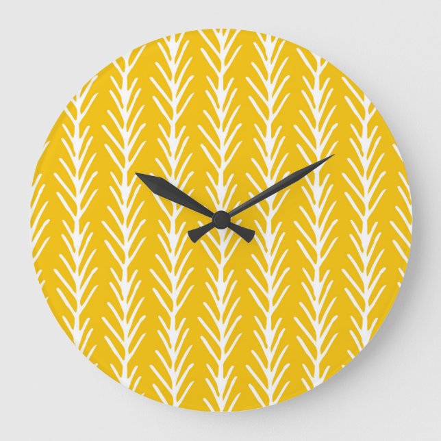 Hand Drawn Abstract Floral Pattern Large Clock (Front)
