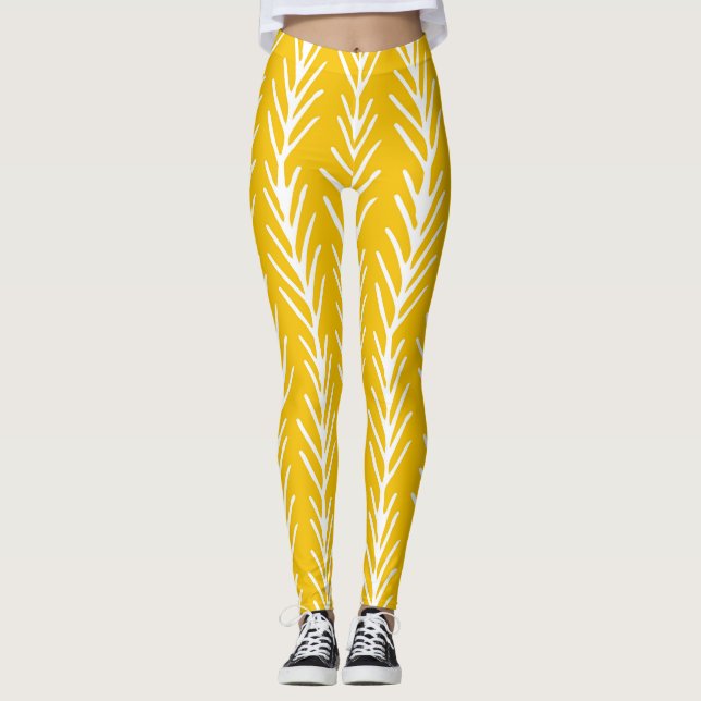 Hand Drawn Abstract Floral Pattern Leggings (Front)
