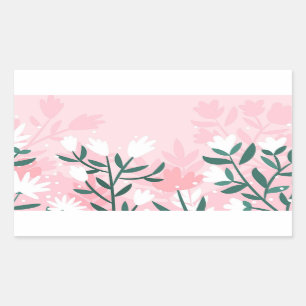 Hand Drawn Abstract Flowers Rectangular Sticker