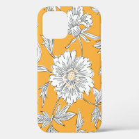 Hand drawn abstract garden flowers. Contour drawin