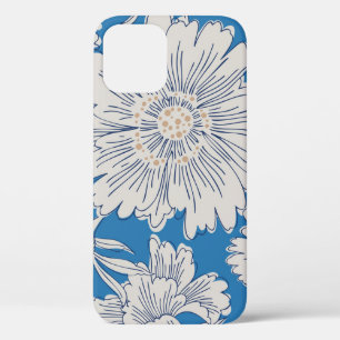 Hand drawn abstract garden flowers. Contour drawin iPhone 12 Case