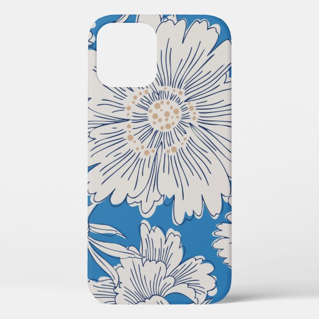 Hand drawn abstract garden flowers. Contour drawin Case-Mate iPhone Case (Back)