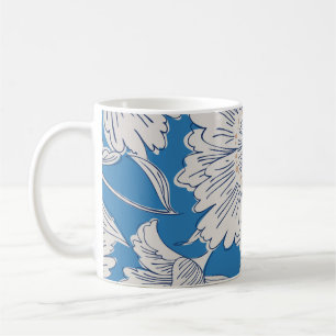 Hand drawn abstract garden flowers. Contour drawin Coffee Mug
