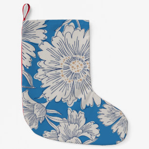 Hand drawn abstract garden flowers. Contour drawin Small Christmas Stocking