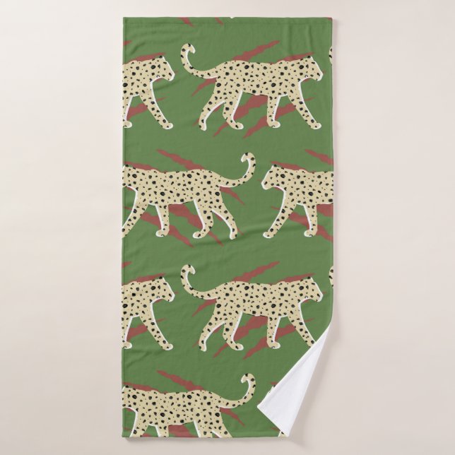 Hand Drawn Abstract Leopard Cheetah with Animal Sk Bath Towel (Bath Towel)