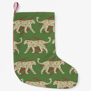 Hand Drawn Abstract Leopard Cheetah with Animal Sk Small Christmas Stocking