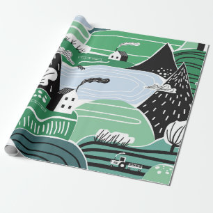 Hand drawn abstract scandinavian graphic illustrat wrapping paper