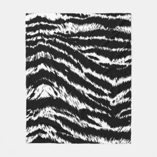 Hand Drawn Abstract Two Colors Zebra Stripes Repea Fleece Blanket