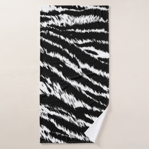 Hand Drawn Abstract Two Colours Zebra Stripes Repe Bath Towel