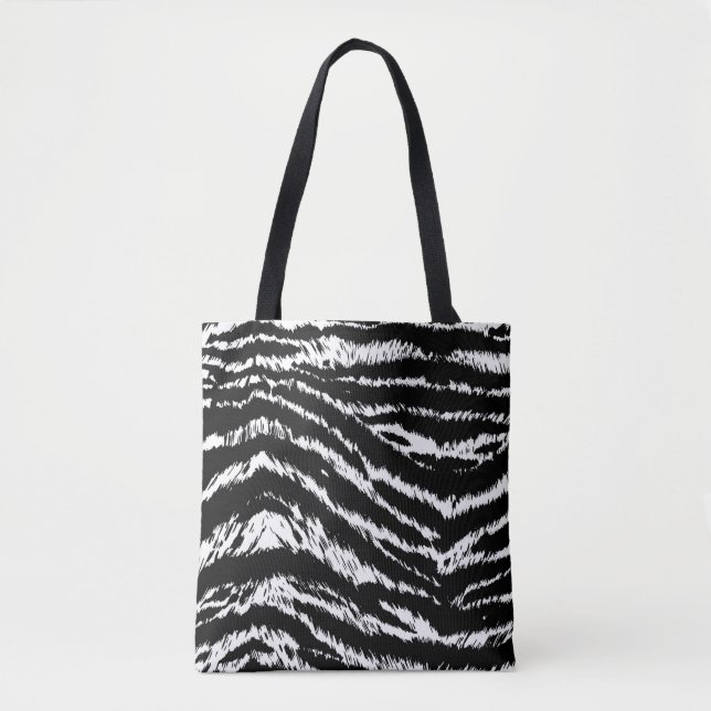 Hand Drawn Abstract Two Colours Zebra Stripes Repe Tote Bag (Front)