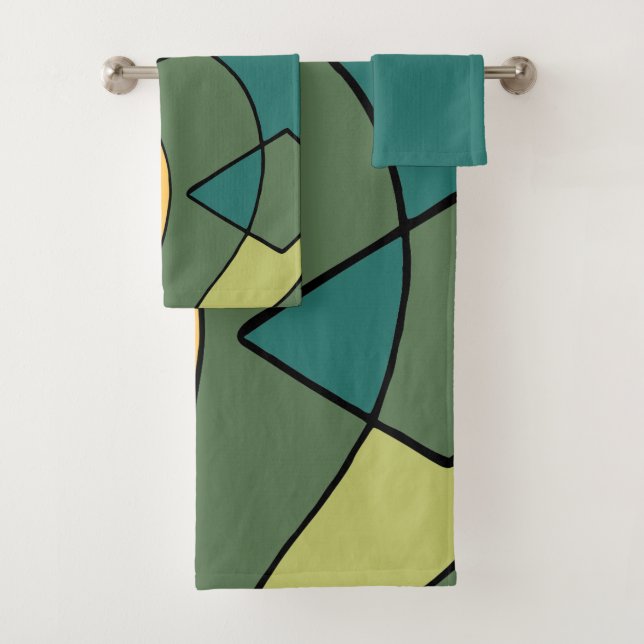 Hand drawn abstract vintage design    bath towel set (Insitu)